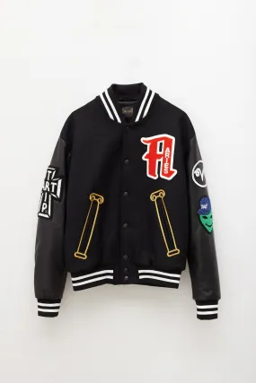 ARIES BLACK RAAW VARSITY JACKET