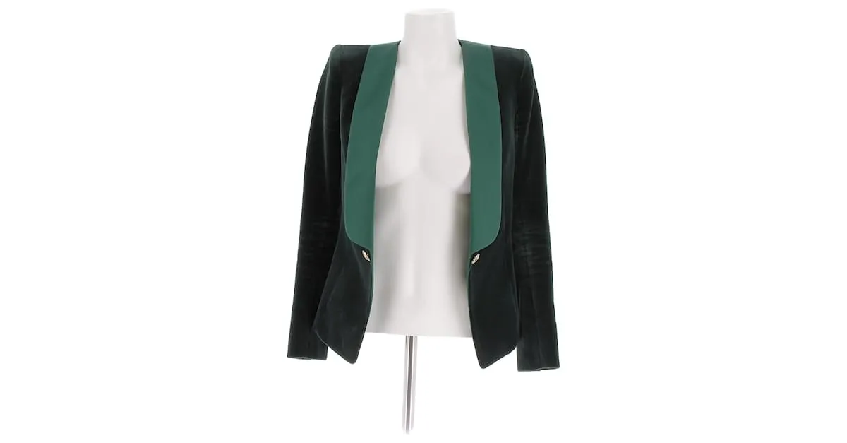 BALMAIN Chaquetas T.FR 34 Algodón Verde 