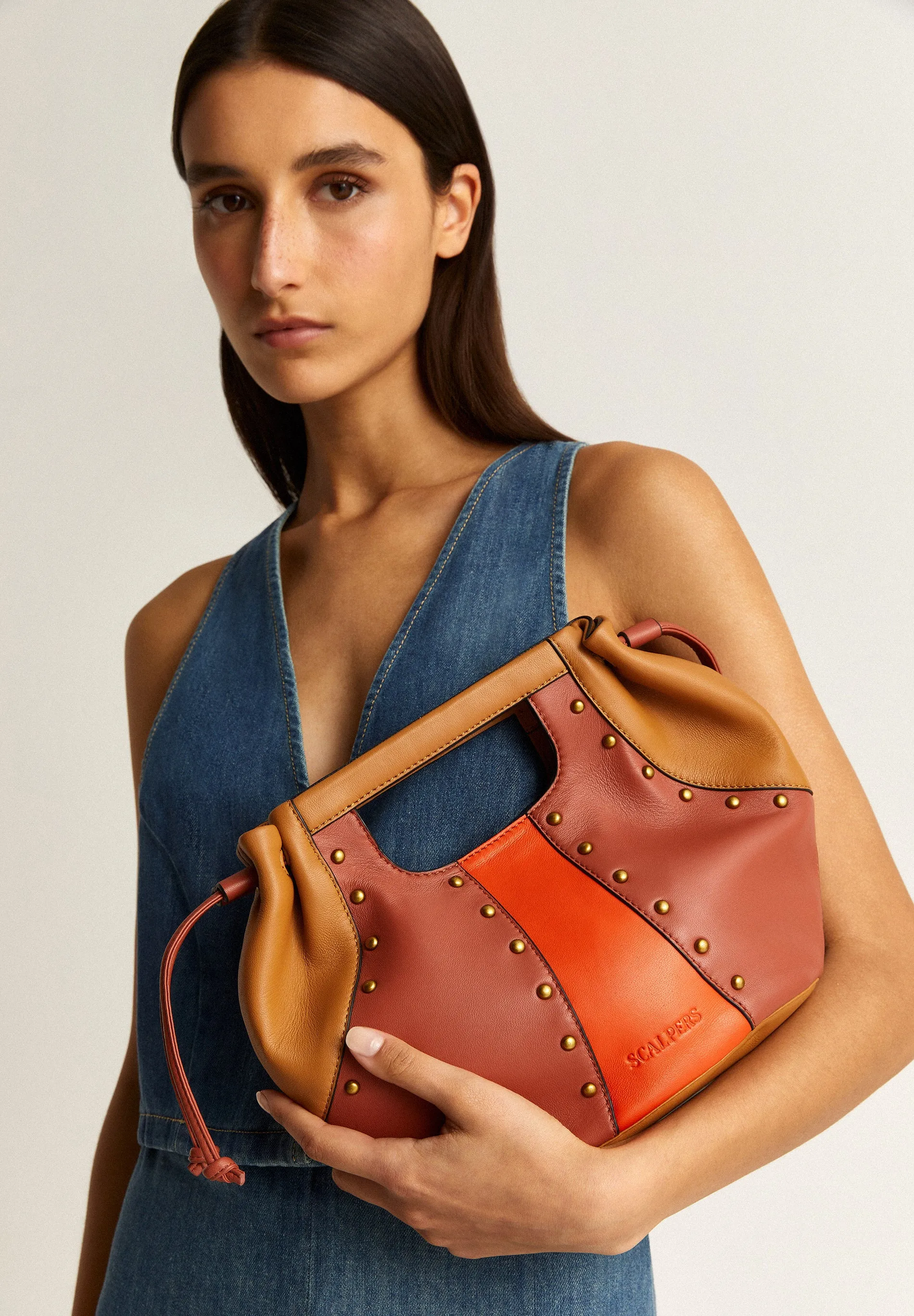 BOLSO PIEL HOMBRO TRICOLOR