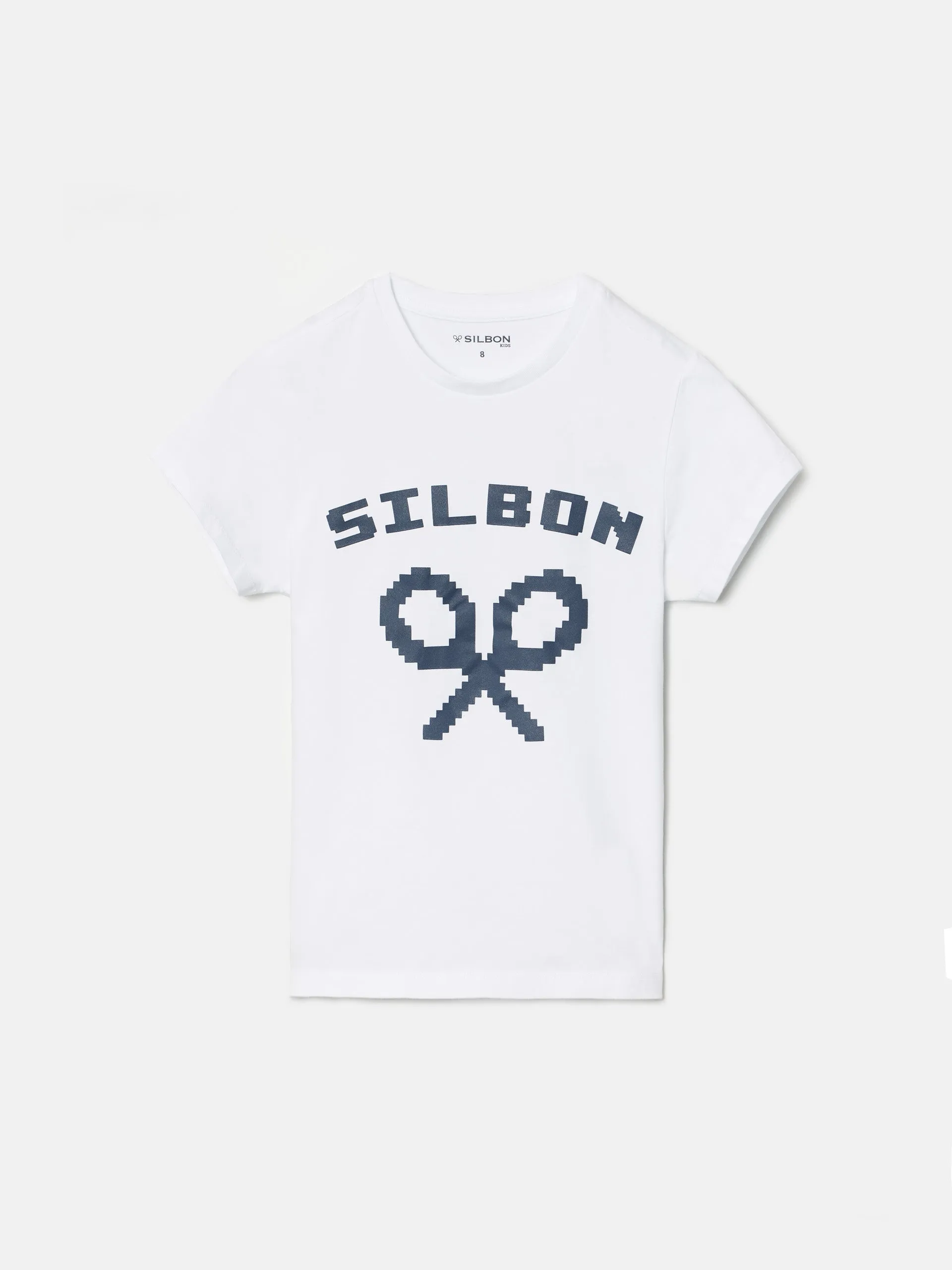 Camiseta kids logo pixel blanca