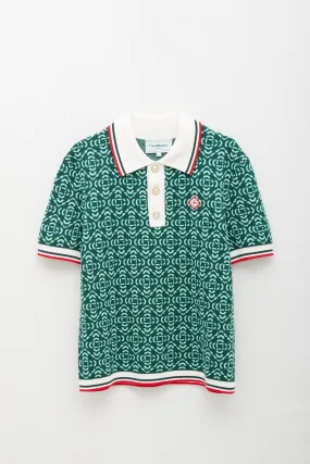 CASABLANCA GREEN LOGO JACQUARD POLO