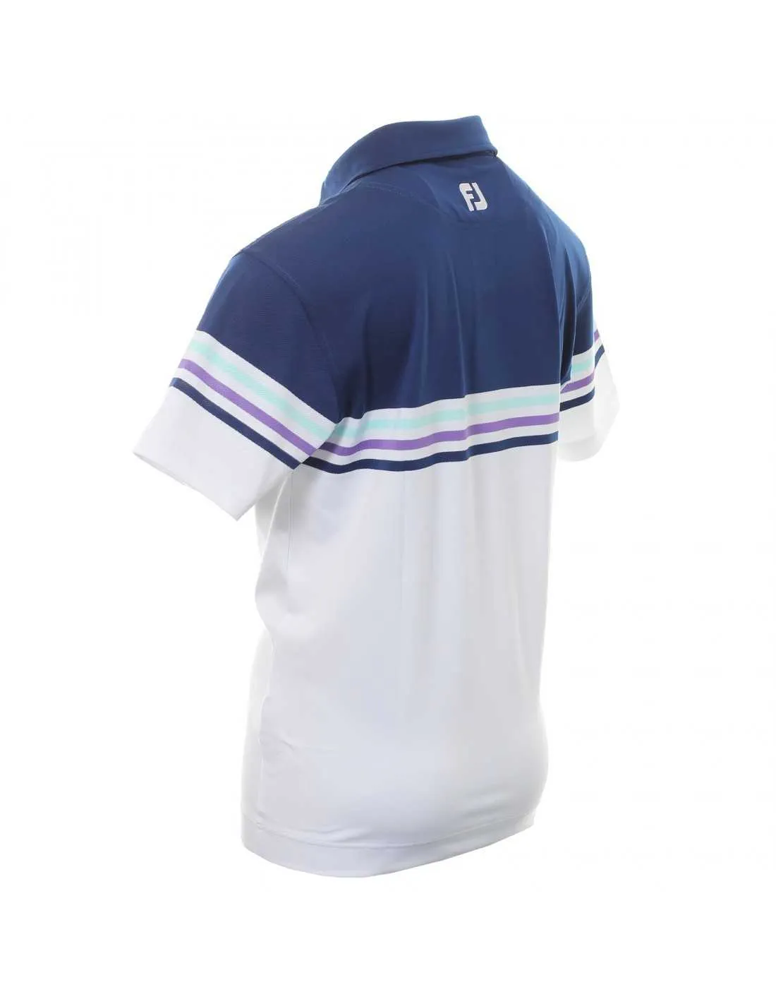 FOOTJOY PIQUE COLOUR BLOCK BLUE/WHITE SHIRT - POLO HOMBRE