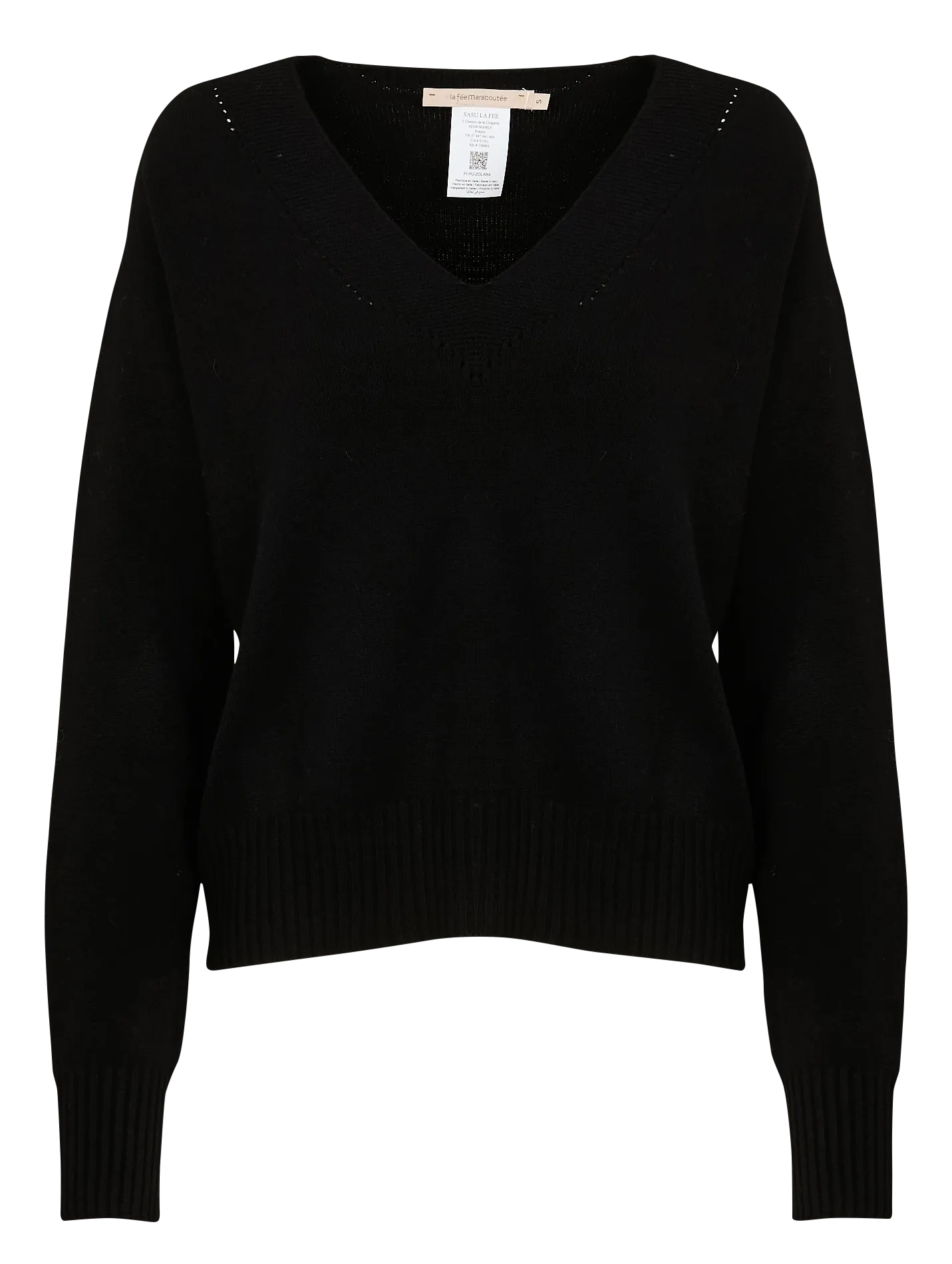 LA FEE MARABOUTEE Jersey holgado de mezcla de punto con cuello de pico en negro