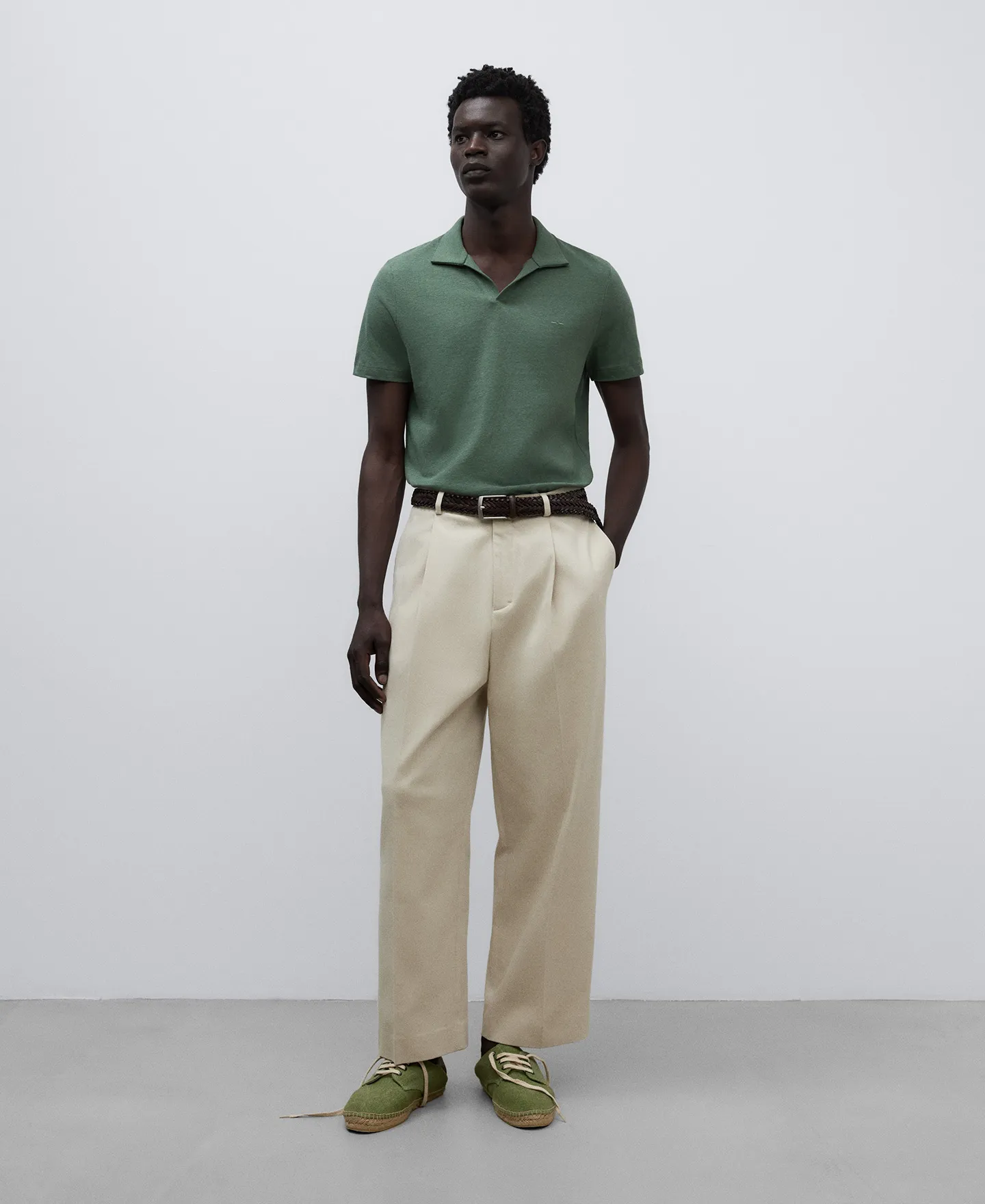 Linen-cotton regular fit polo shirt man