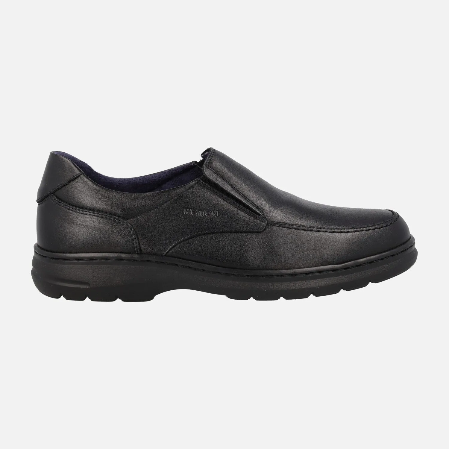 Mocasines confort para hombre en piel negra con elásticos