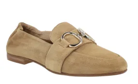 Mocasines de serraje para mujer con adorno metálico