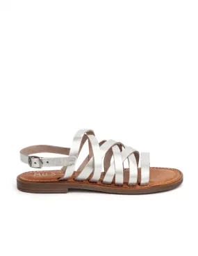 MUSSE&CLOUD Sandalias Planas Tiras Plateadas