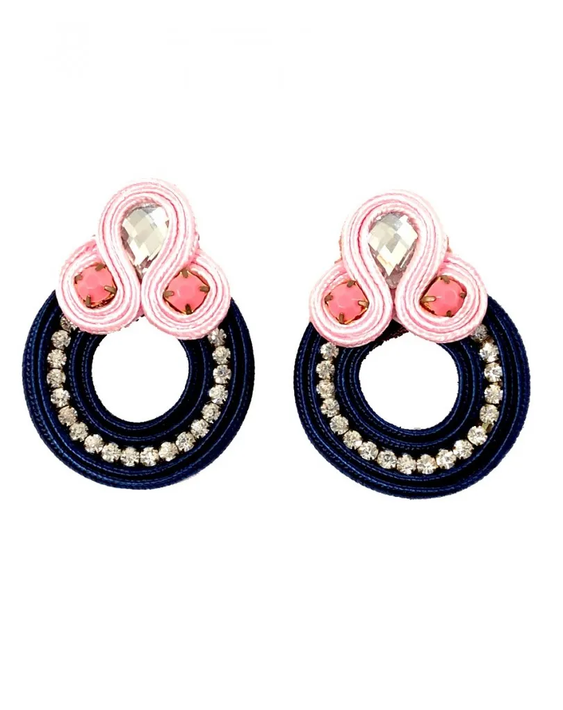 PENDIENTES DE FLAMENCA AROS ROSAS Y AZULES CON ARO QUEDAN FANTASTICOS