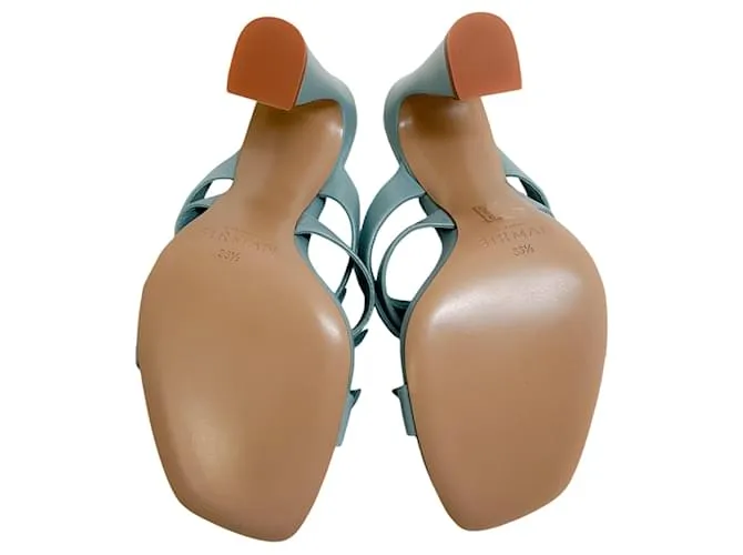 Sandalias Alexandre Birman Lolita Cuadradas 90 de Cuero Azul Skyway 