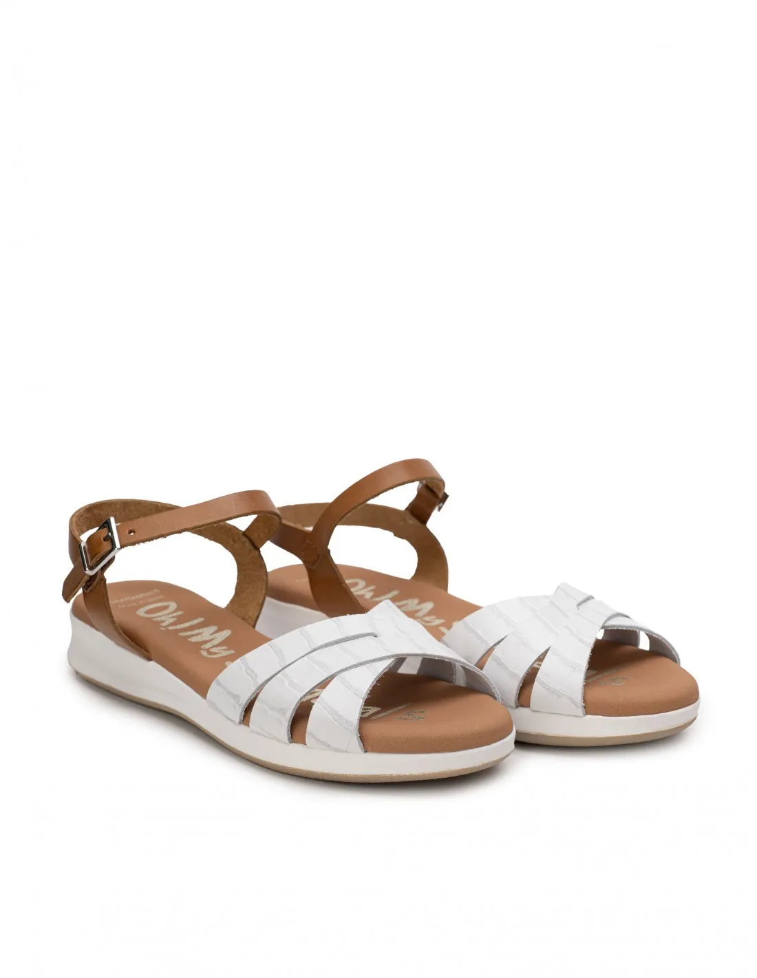 Sandalias Planas Blancas Piel Coco