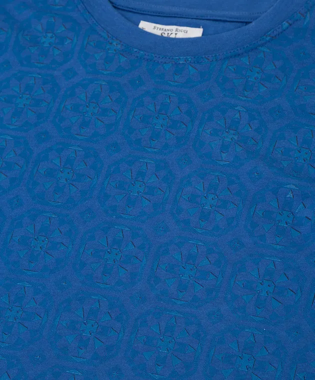 Stefano Ricci Children's blue t-shirt in print