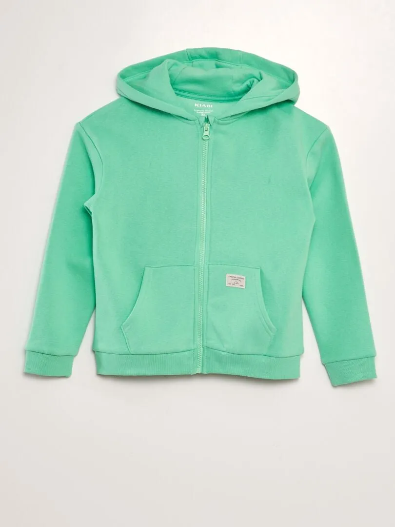 Sudadera con cremallera y capucha - VERDE