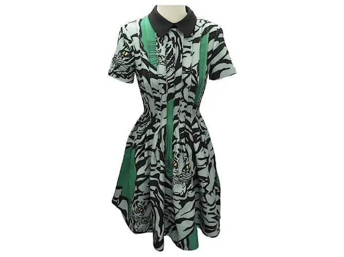 VALENTINO VESTIDO TIGRE Q EQUIPADO83VAJB546segundo 38 VESTIDO M LANA SEDA VERDE VERDE 